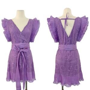 LoveShackFancy Brynn Ruffle Sleeve Mini Dress Lavender Lilac | Size 6 NWT